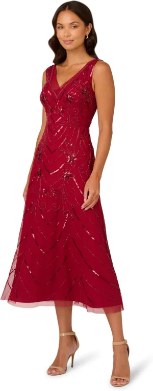 Adrianna Papell Women's Beaded Mesh Dress