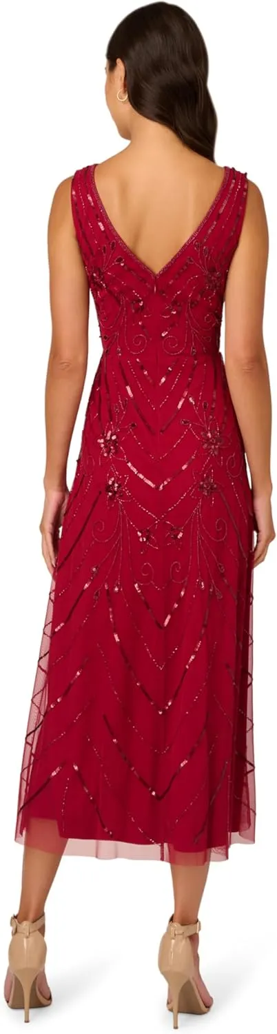 Adrianna Papell Women's Beaded Mesh Dress