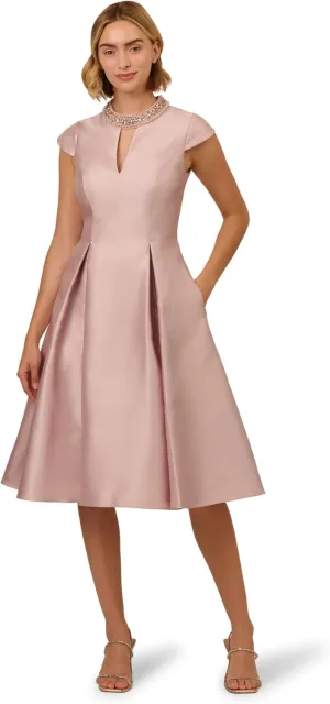 Adrianna Papell Women's Key Hole Mikado Midi Dress