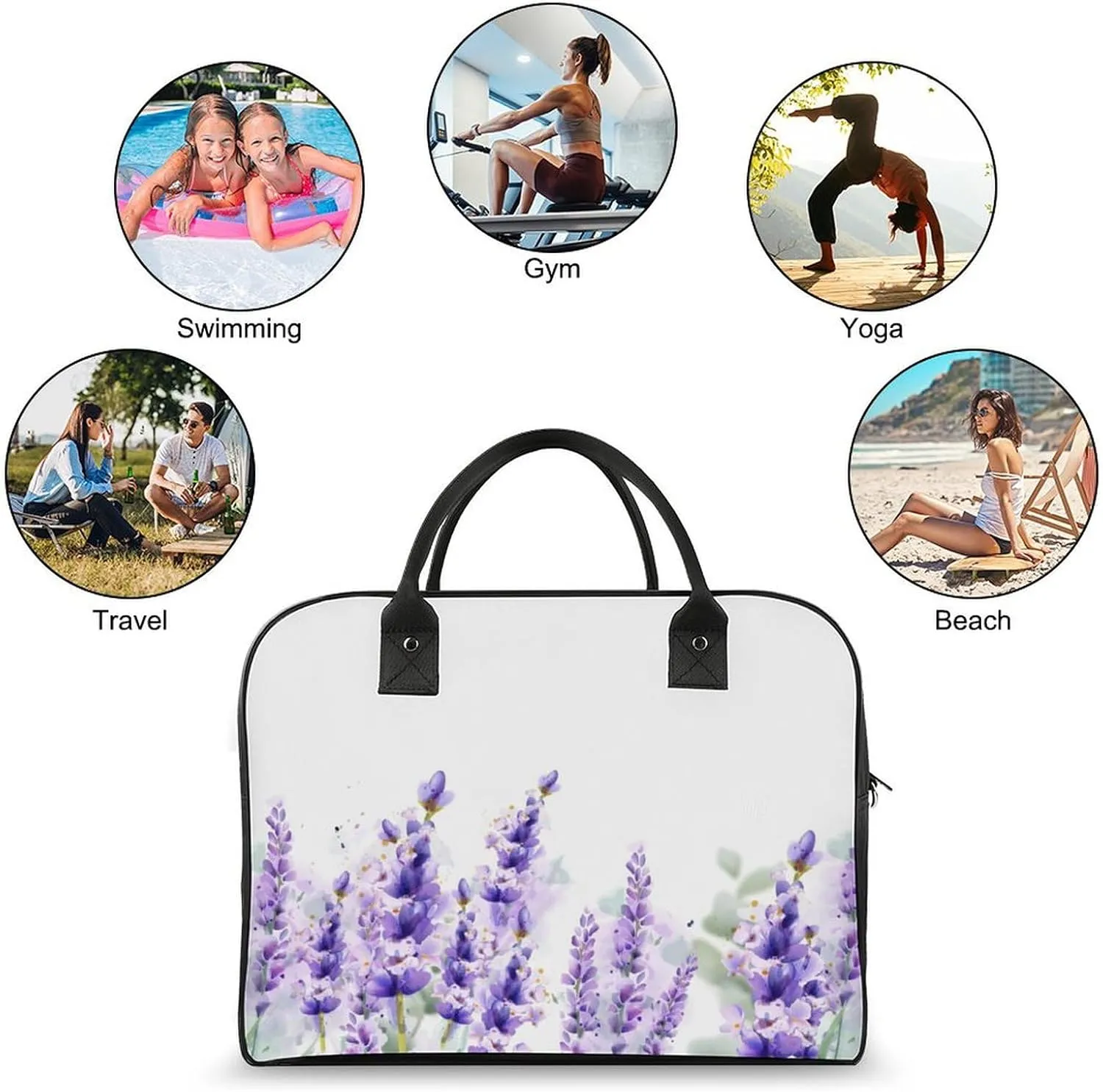 Adult Casual Nylon Colorful Floral Classic Handbag for Touring 13" X 19" X 8"