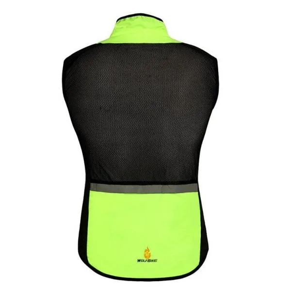 Adult Cycling Windproof Waterproof Sleeveless Jersey Fluorescent Green L