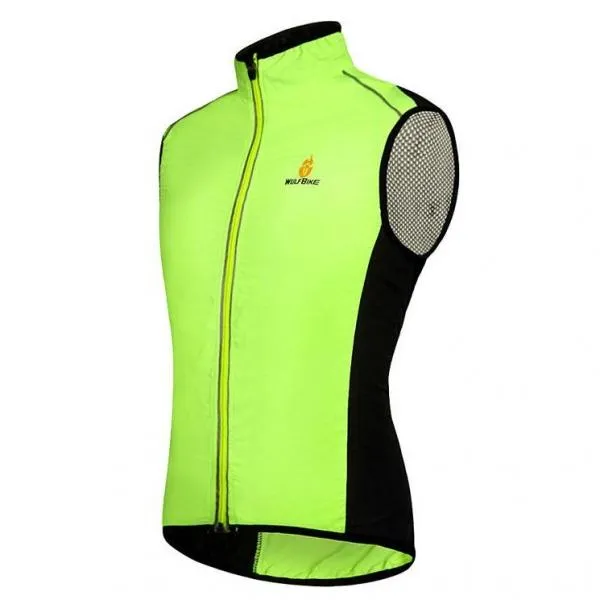 Adult Cycling Windproof Waterproof Sleeveless Jersey Fluorescent Green L