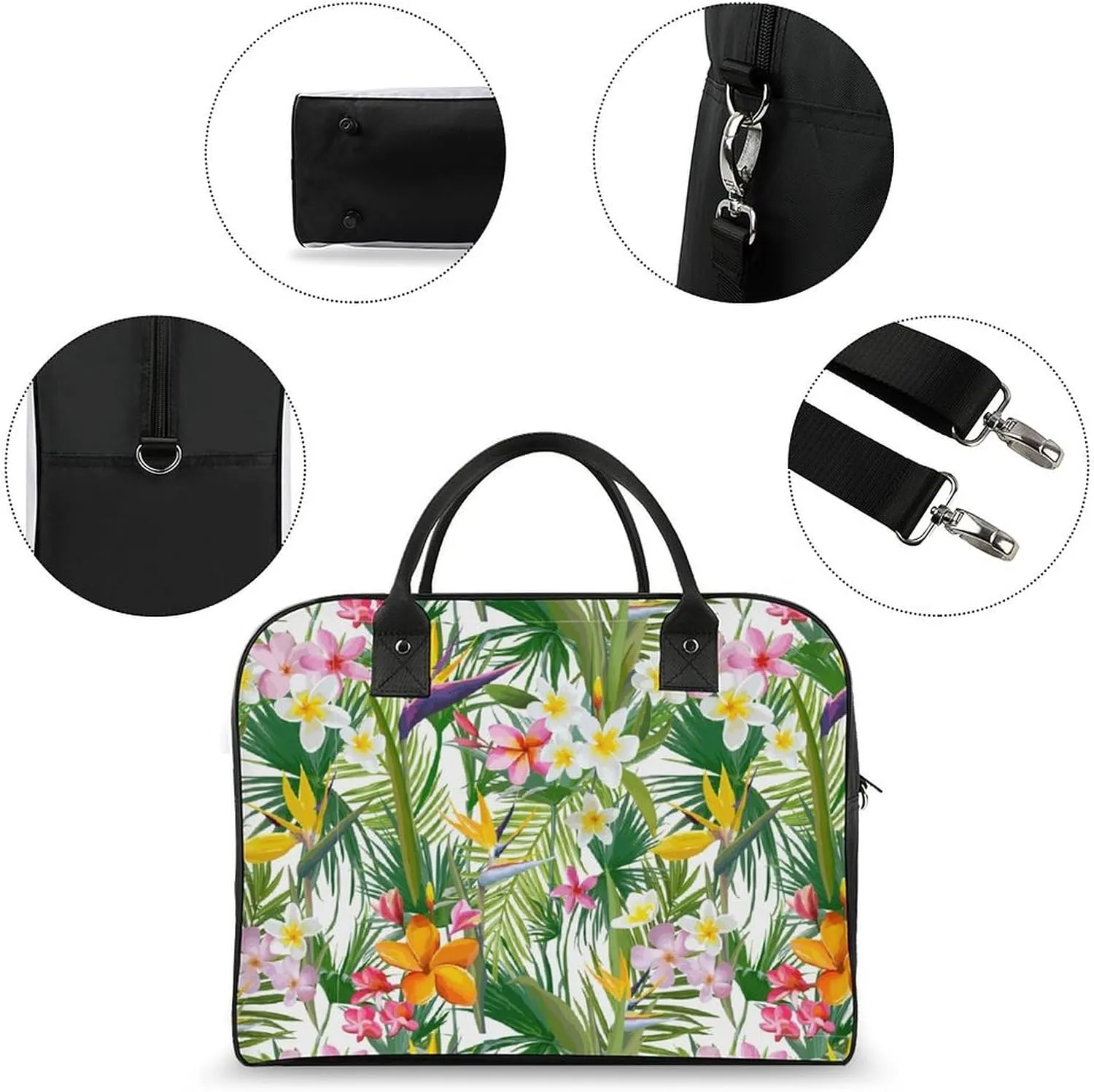 Adult High-capacity Nylon Eiffel Rose Trendy Handbag for Traveling 13" X 19" X 8"