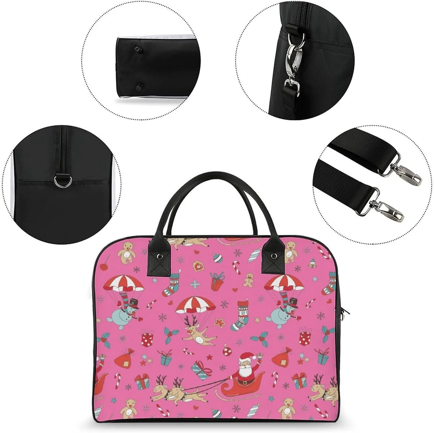 Adults Shoulder Nylon Santa Gifts Fashion Handbag for Journey 13" X 19" X 8"