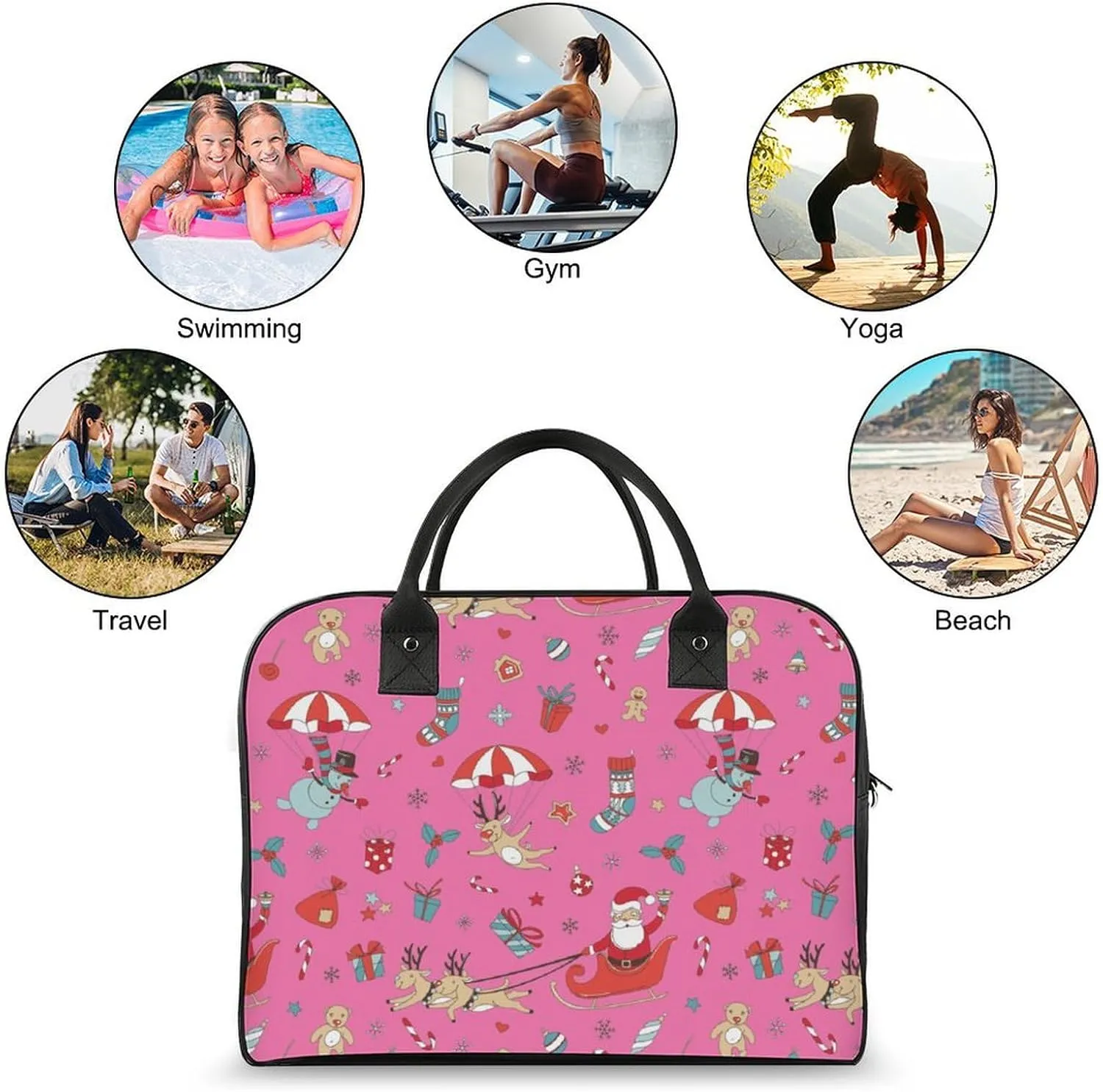 Adults Shoulder Nylon Santa Gifts Fashion Handbag for Journey 13" X 19" X 8"