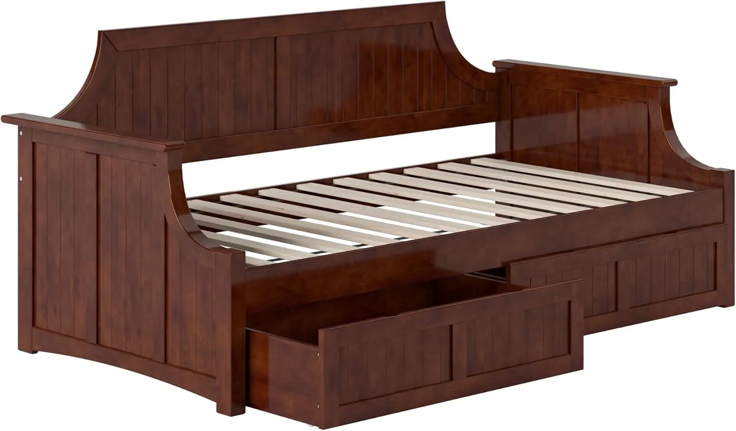 AFI Cambridge Twin Wood Daybed with Set of 2 Drawers in Walnut