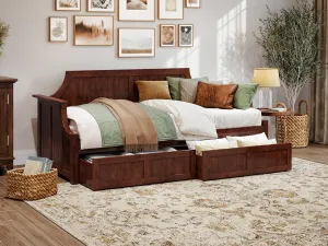 AFI Cambridge Twin Wood Daybed with Set of 2 Drawers in Walnut