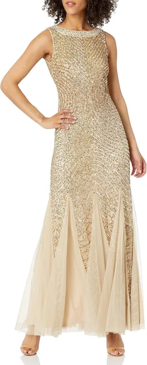 Aidan Mattox Women's Beaded Gown with Godets