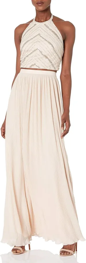 Aidan Mattox Women's Hand Beaded Crop Top Dress