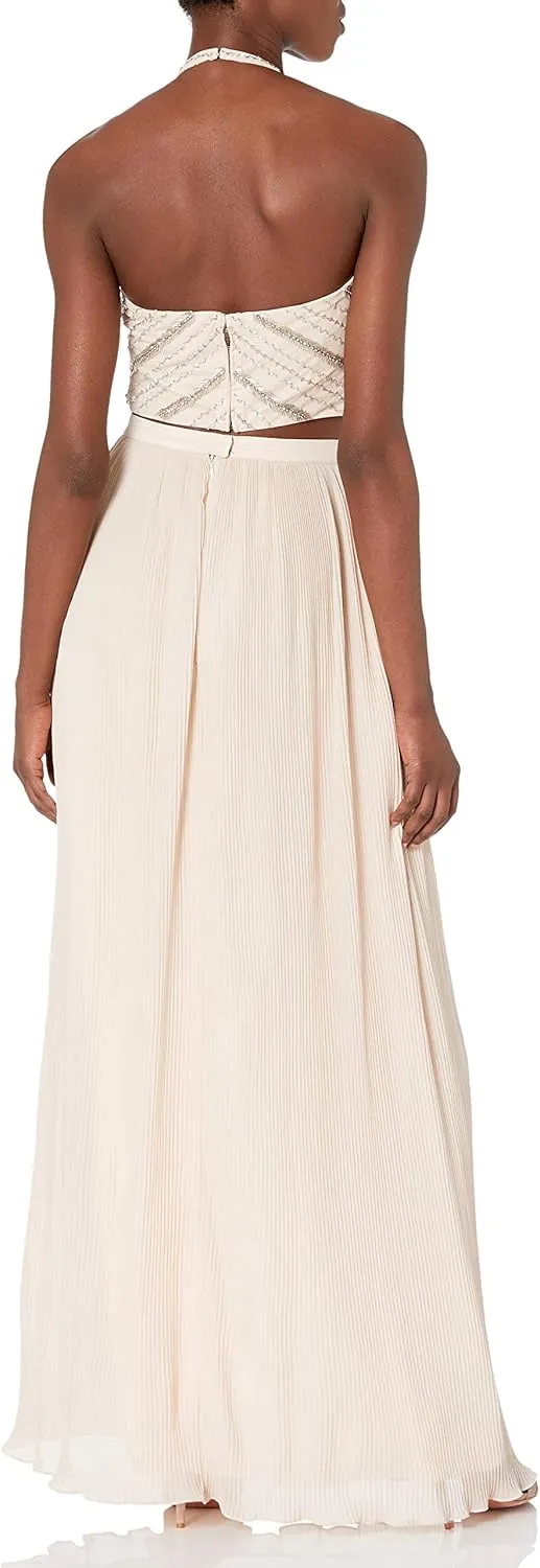 Aidan Mattox Women's Hand Beaded Crop Top Dress