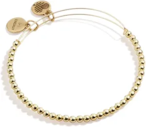 Alex and Ani Accents Beaded Expandable Bangle for Women, Dot Beads, Shiny Gold Finish, 2 to 3.5 in