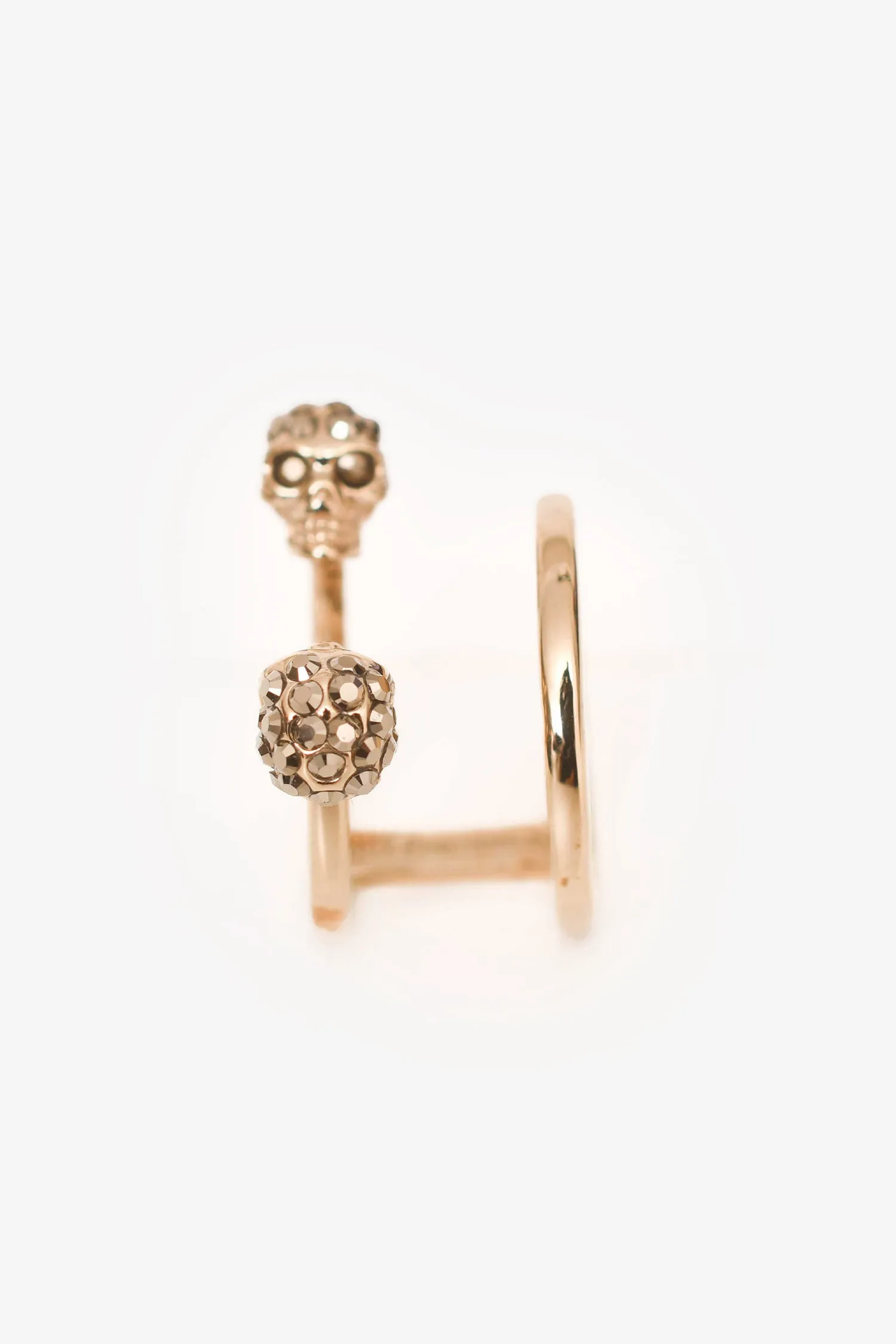 Alexander McQueen Gold Toned Duo Embellished Skull Ring