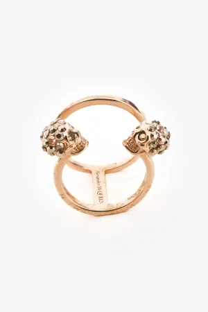 Alexander McQueen Gold Toned Duo Embellished Skull Ring