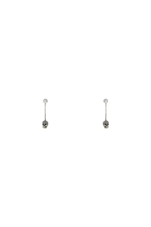 Alexander Mcqueen Skull Earrings With Pavé And Chain