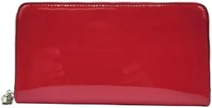 Alexander McQueen Women's Hot Pink Patent Leather Skull Zip Around Wallet