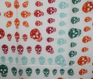 Alexander McQueen Women's Ivory/Orange Shawl With Multiskull Box Print
