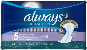 Always Pads Ultra Thin Size 5-24 Count (3 Pack)