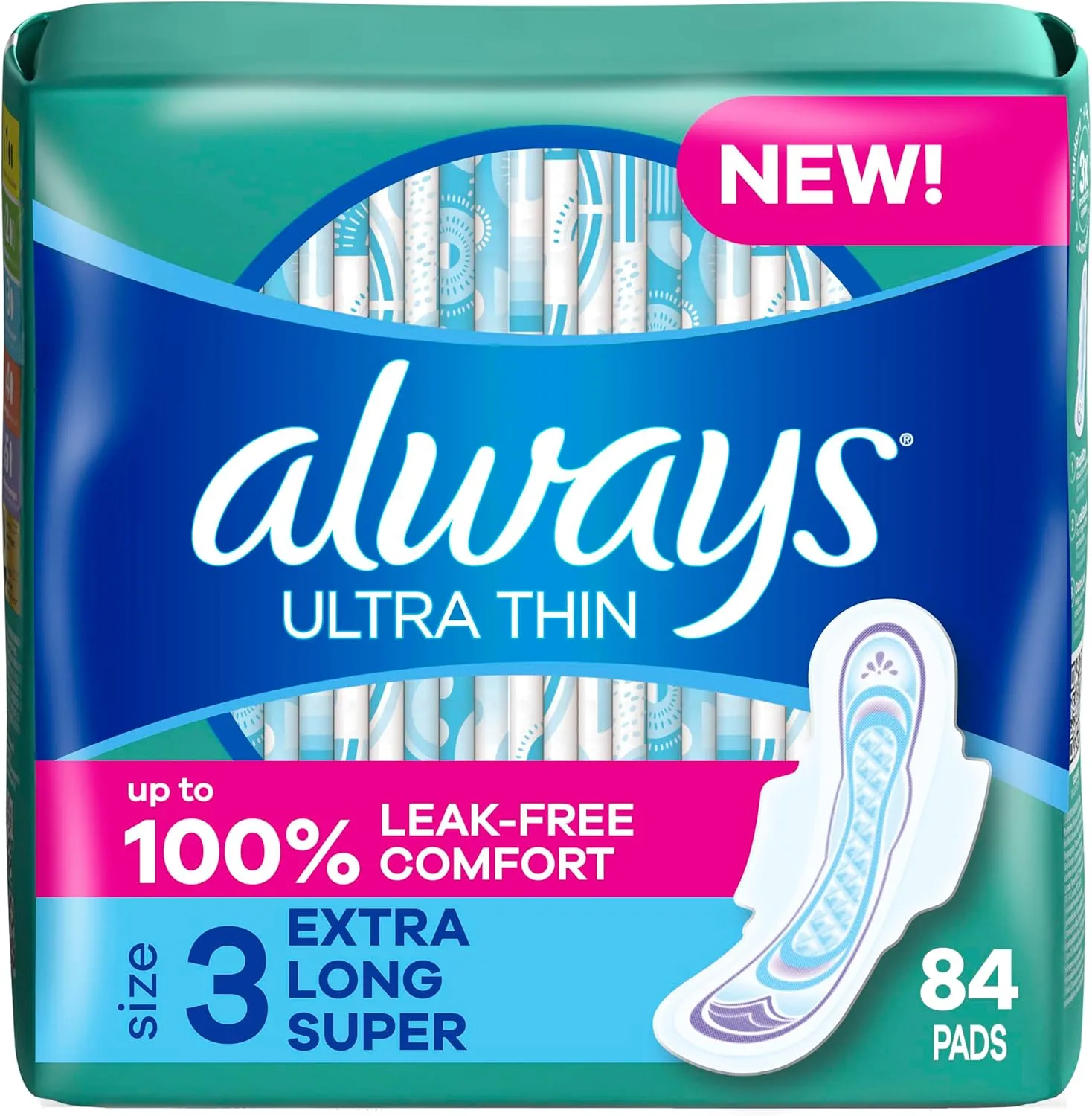 Always Ultra Thin Feminine Pads For Women, Size 3 Extra Heavy Long Absorbency, Multipack, With Wings, Unscented, 28 Count (Pack of 3)