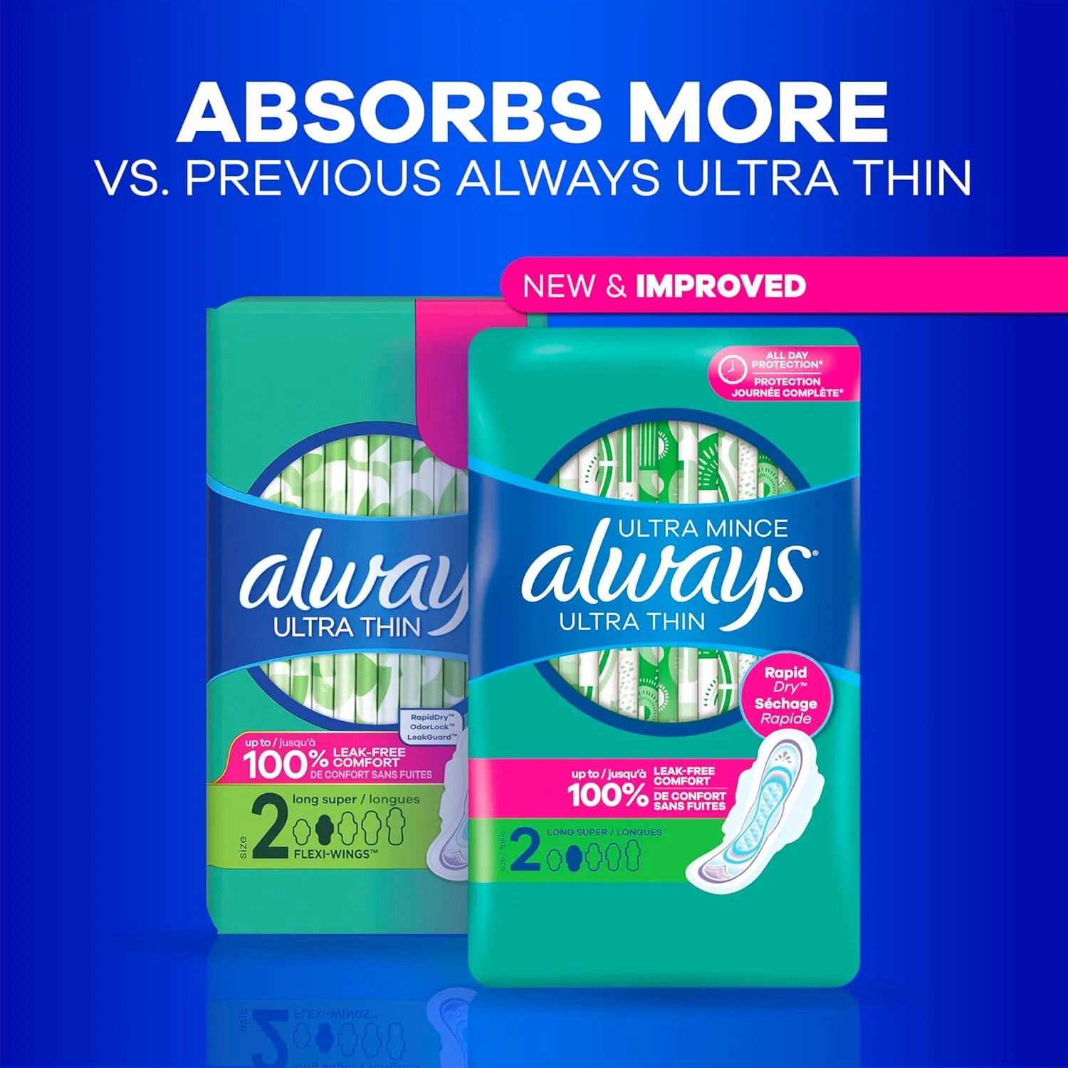 Always Ultra Thin Feminine Pads For Women, Size 3 Extra Heavy Long Absorbency, Multipack, With Wings, Unscented, 28 Count (Pack of 3)