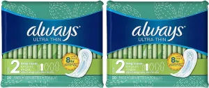 Always Ultra Thin Long Super Pads, 20 Count, (Pack of 2)