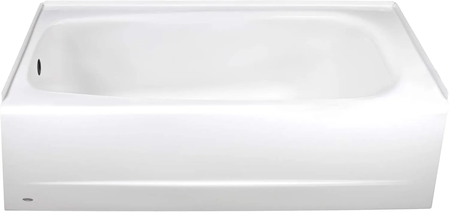 American Standard 2460002.020 Cambridge Procelain-Enameled Steel 60-In X 32-In Alcove Bathtub with Left Hand Drain, 50-60 gal, White