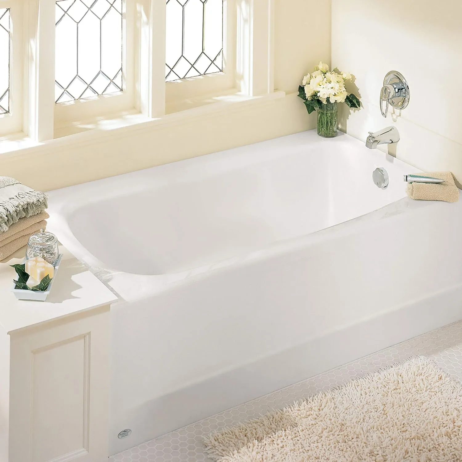 American Standard 2460002.020 Cambridge Procelain-Enameled Steel 60-In X 32-In Alcove Bathtub with Left Hand Drain, 50-60 gal, White
