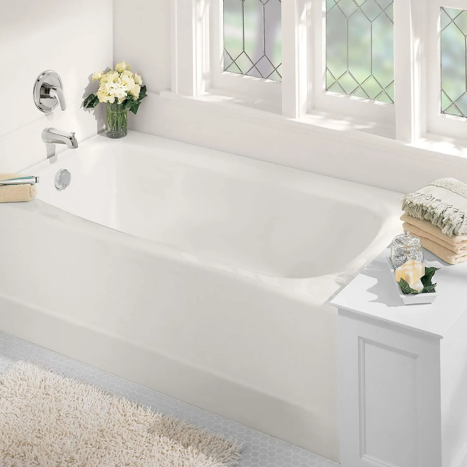 American Standard 2460002.020 Cambridge Procelain-Enameled Steel 60-In X 32-In Alcove Bathtub with Left Hand Drain, 50-60 gal, White
