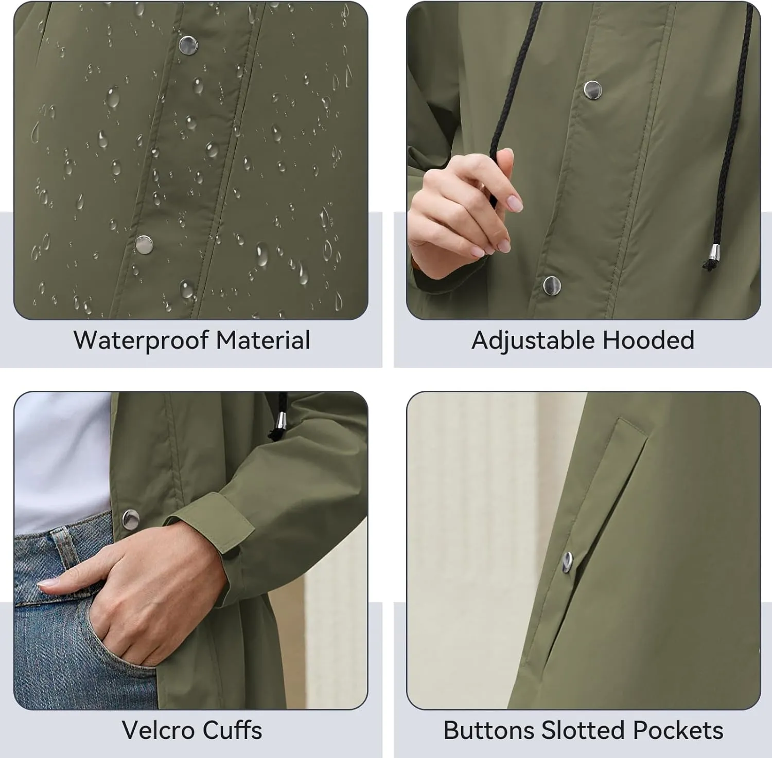 American Trends Packable Waterproof Rain Jacket Women with Hood Raincoat Windbreaker Long Hooded Trench Coats S-2XL Available