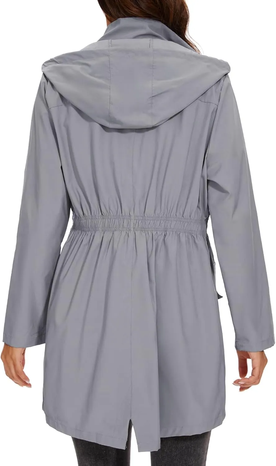 American Trends Rain Jacket Women Waterproof with Hood Windbreaker Jacket Travel Rain Coat Packable Lightweight Long Raincoat