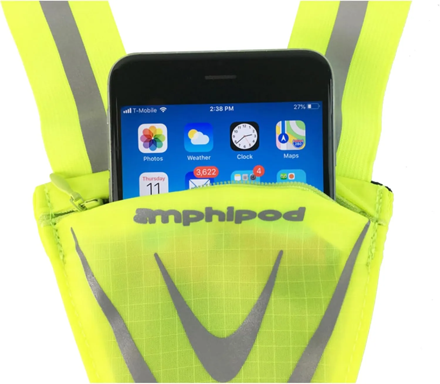 Amphipod Xinglet Sumo Pocket, Minimalist Reflective High Visibility   Large Storage Safety Running Vest for Men & Women