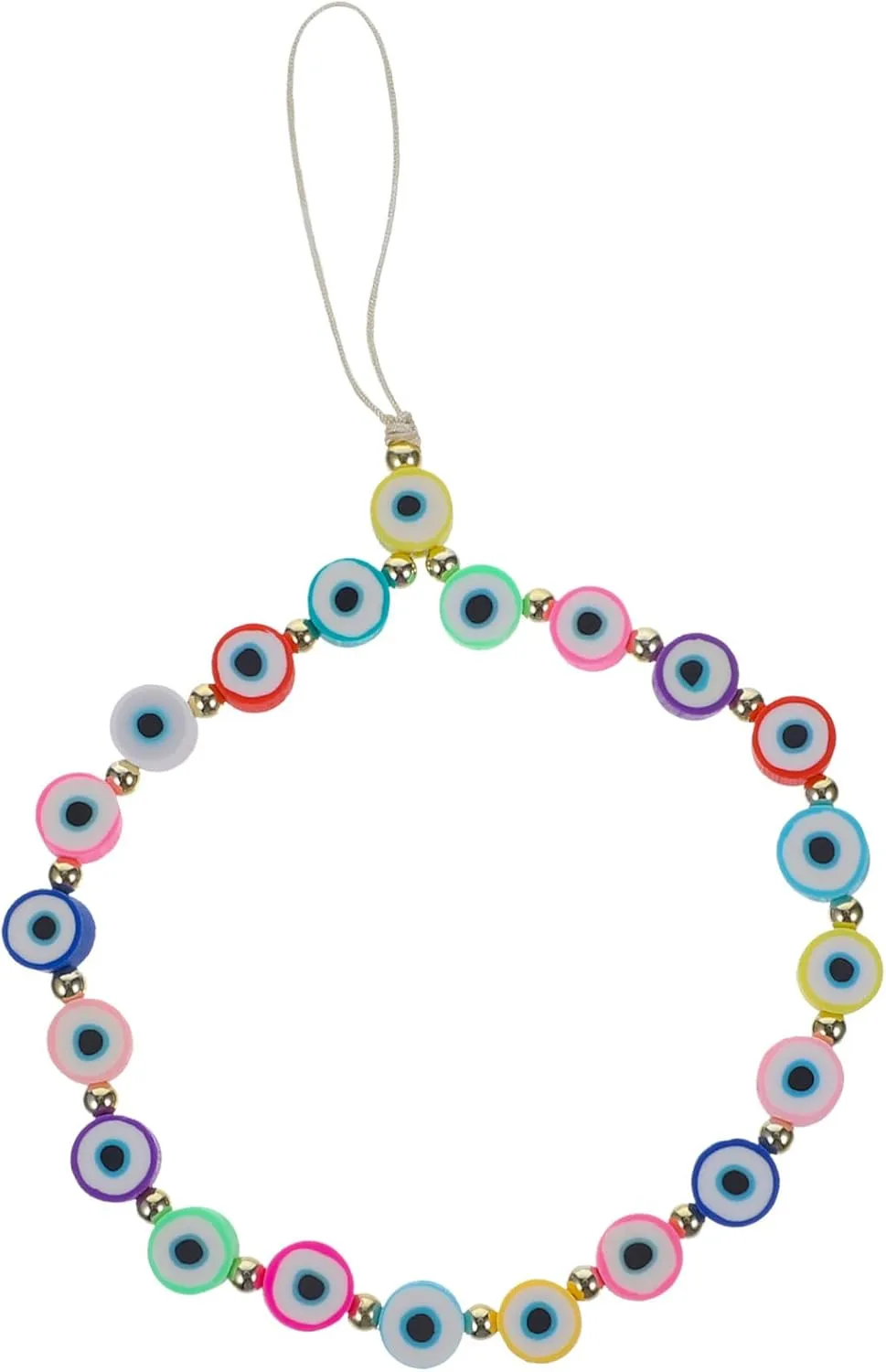Angoily Evil Eye Beaded Mobile Phone Lanyard Polymer Clay Lost Phone Strap Stylish Wrist Rope for Smartphones Lightweight Charm for Easy Carrying Great present for Friends