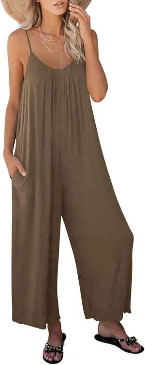 ANRABESS Women Summer Casual Sleeveless Spaghetti Strap Boho Wide Leg Jumpsuits Rompers Dressy 2025 Trendy Outfits Clothes