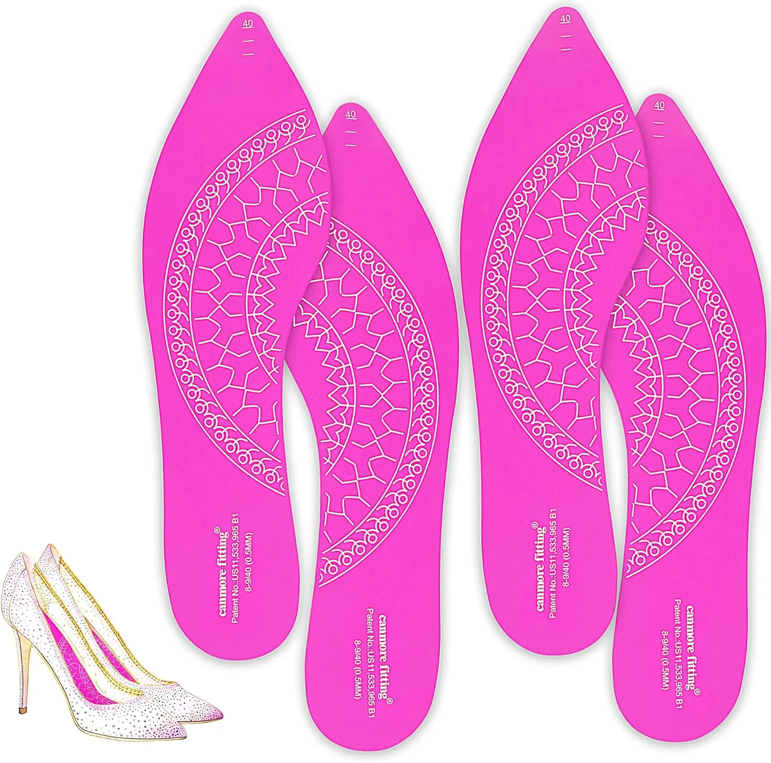 Anti-Sliding Adhesive Film Insert for High Heels, Stick Pad Stop Feet from Sliding Forward in Heels, with Anti-Odor Properties(Pink-2Pair/Pack-40)