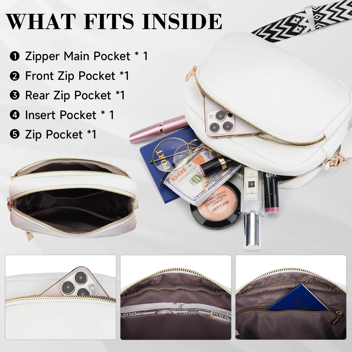 APHISON Crossbody Bags for Women Trendy, Leather Crossbody purse with Adjustable Strap