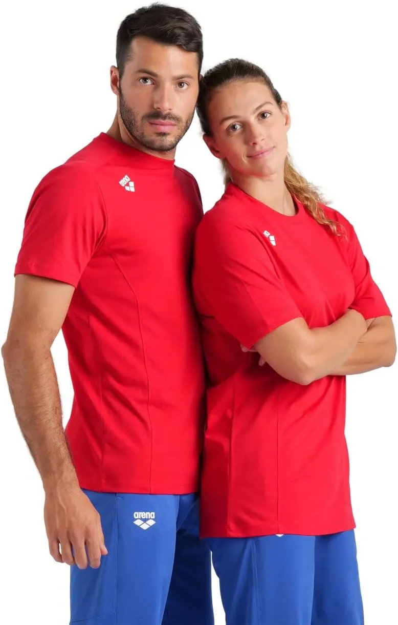 ARENA Team Unisex Panel Cotton T-Shirt Short Sleeve Crew Neck Regular Fit Workout Top Men's and Women's Active Tee