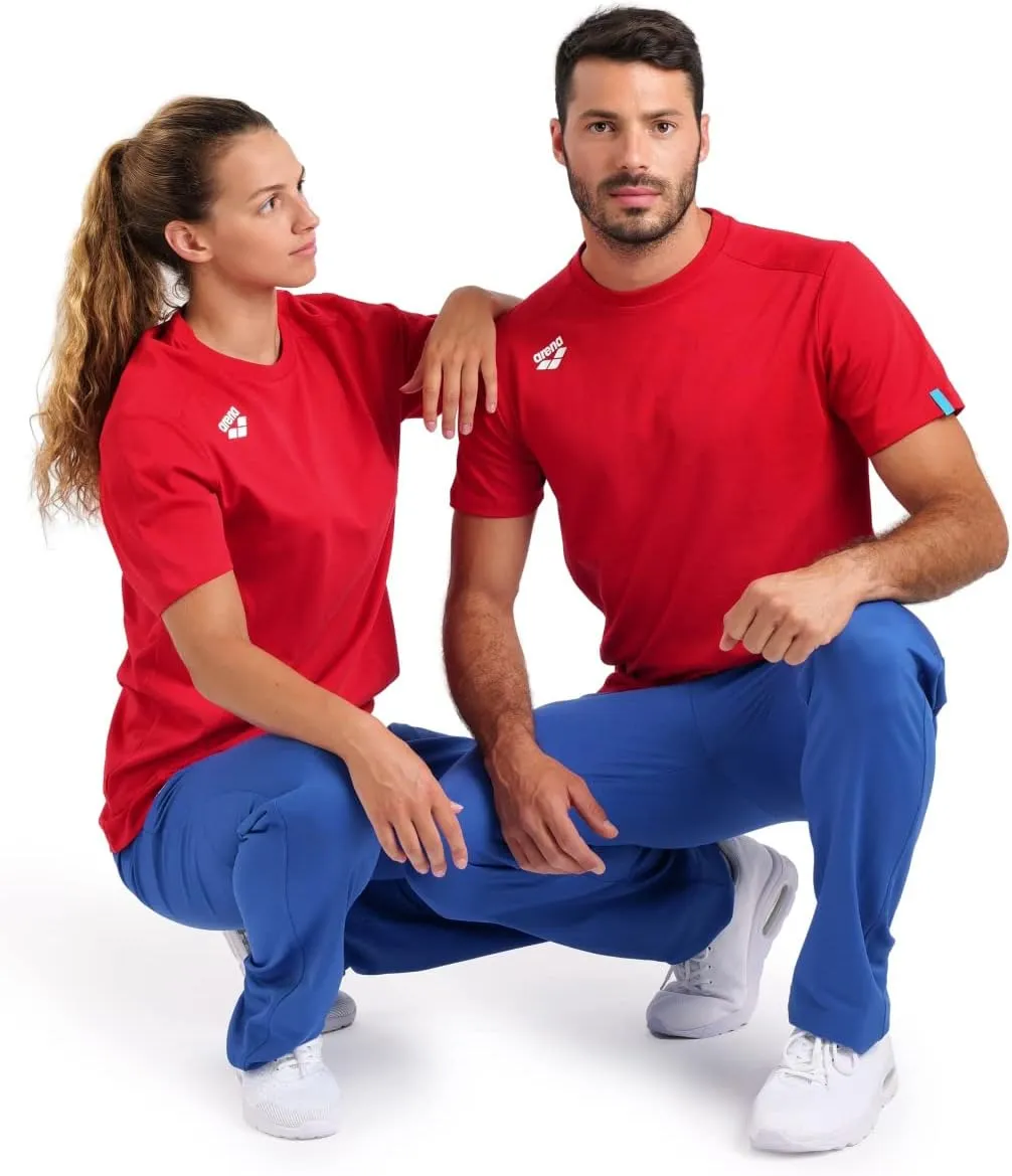 ARENA Team Unisex Panel Cotton T-Shirt Short Sleeve Crew Neck Regular Fit Workout Top Men's and Women's Active Tee