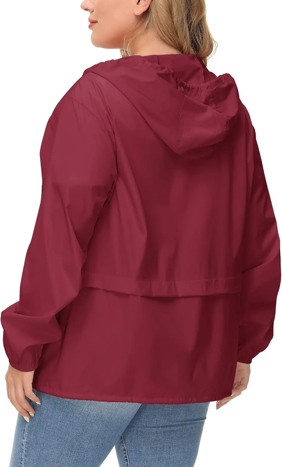 Avoogue Plus Size Raincoat Women Waterproof Rain Jacket Packable Outdoor Hooded Windbreaker