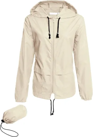 Avoogue Raincoat Women Lightweight Waterproof Rain Jackets Packable Outdoor Hooded Windbreaker