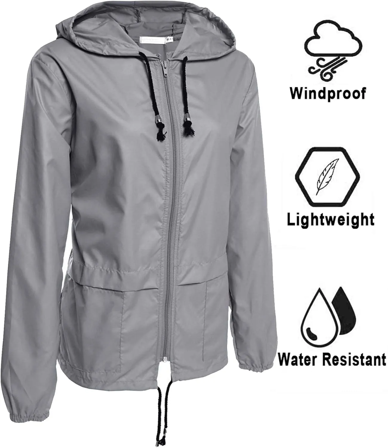 Avoogue Raincoat Women Lightweight Waterproof Rain Jackets Packable Outdoor Hooded Windbreaker