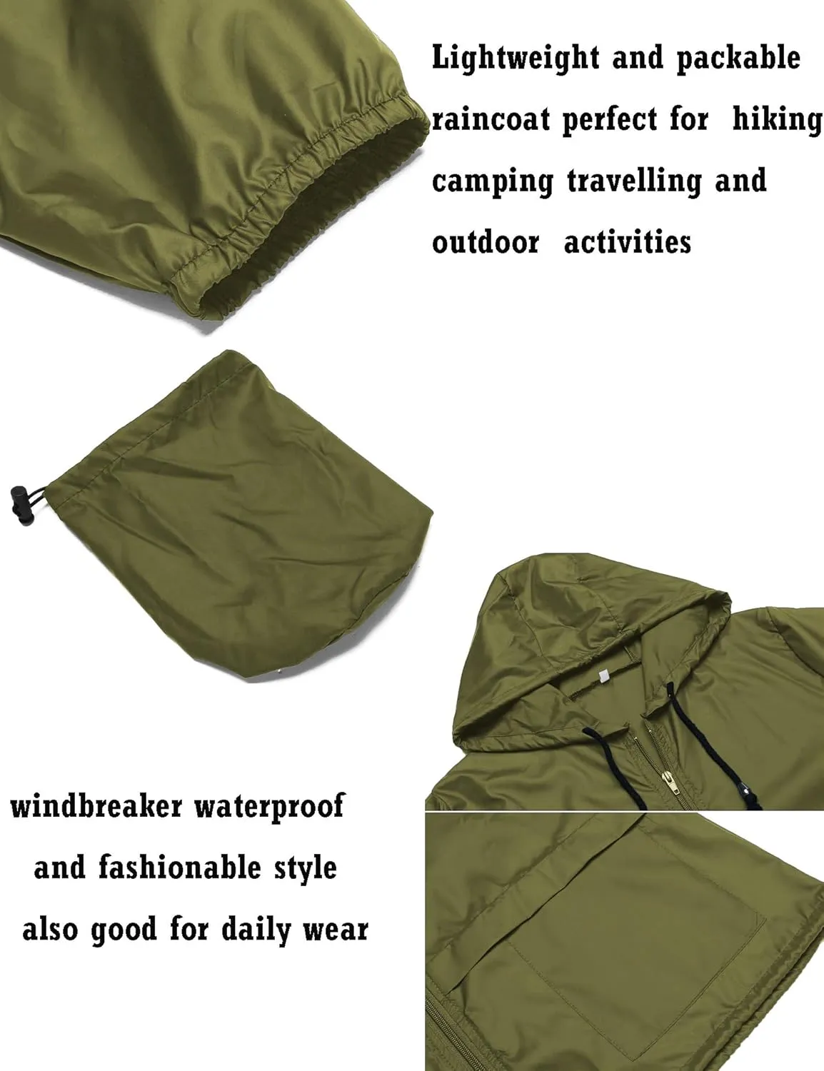 Avoogue Raincoat Women Lightweight Waterproof Rain Jackets Packable Outdoor Hooded Windbreaker
