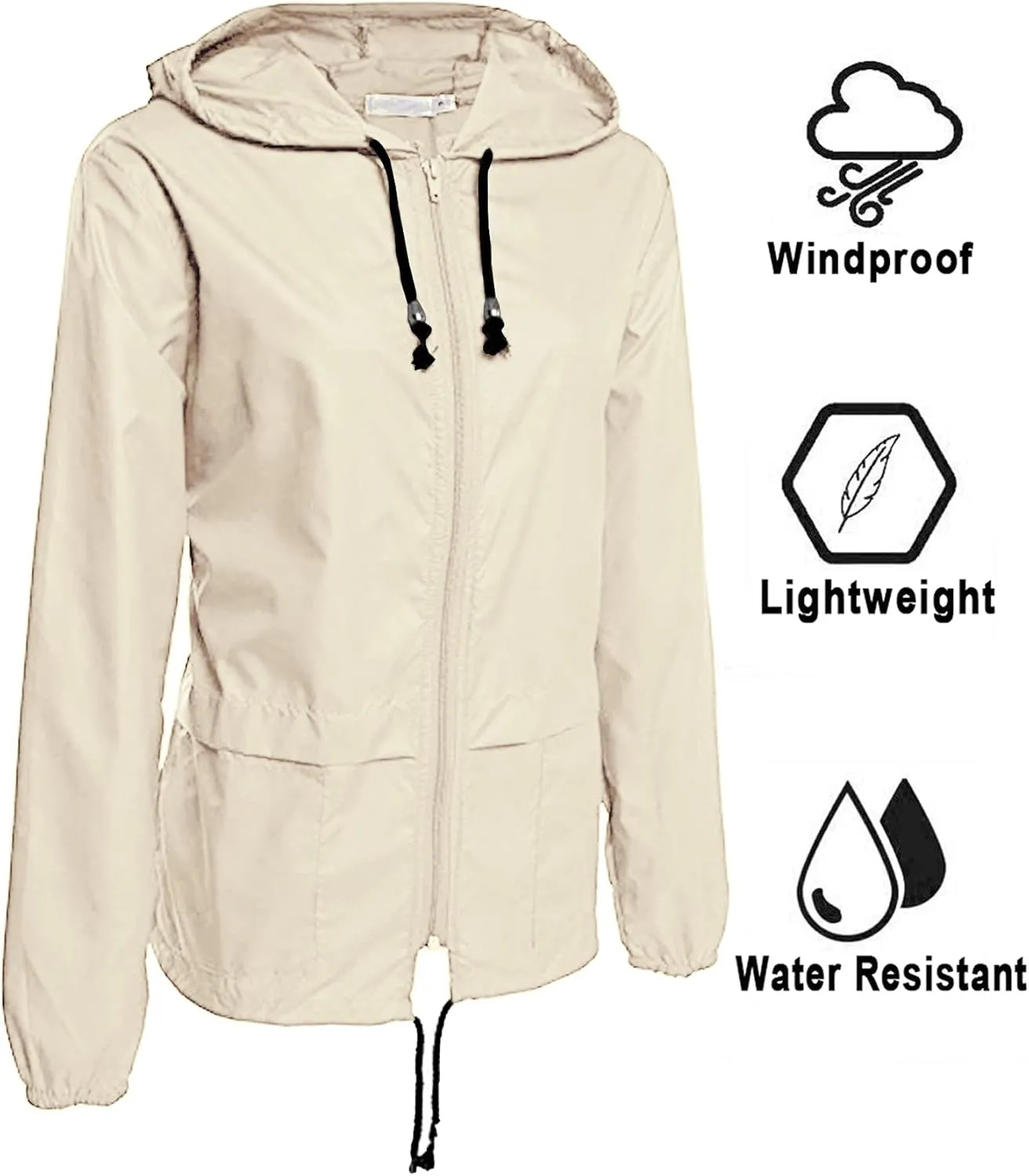 Avoogue Raincoat Women Lightweight Waterproof Rain Jackets Packable Outdoor Hooded Windbreaker