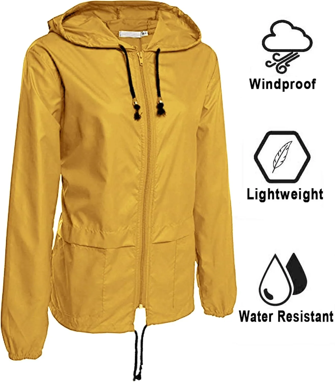 Avoogue Raincoat Women Lightweight Waterproof Rain Jackets Packable Outdoor Hooded Windbreaker