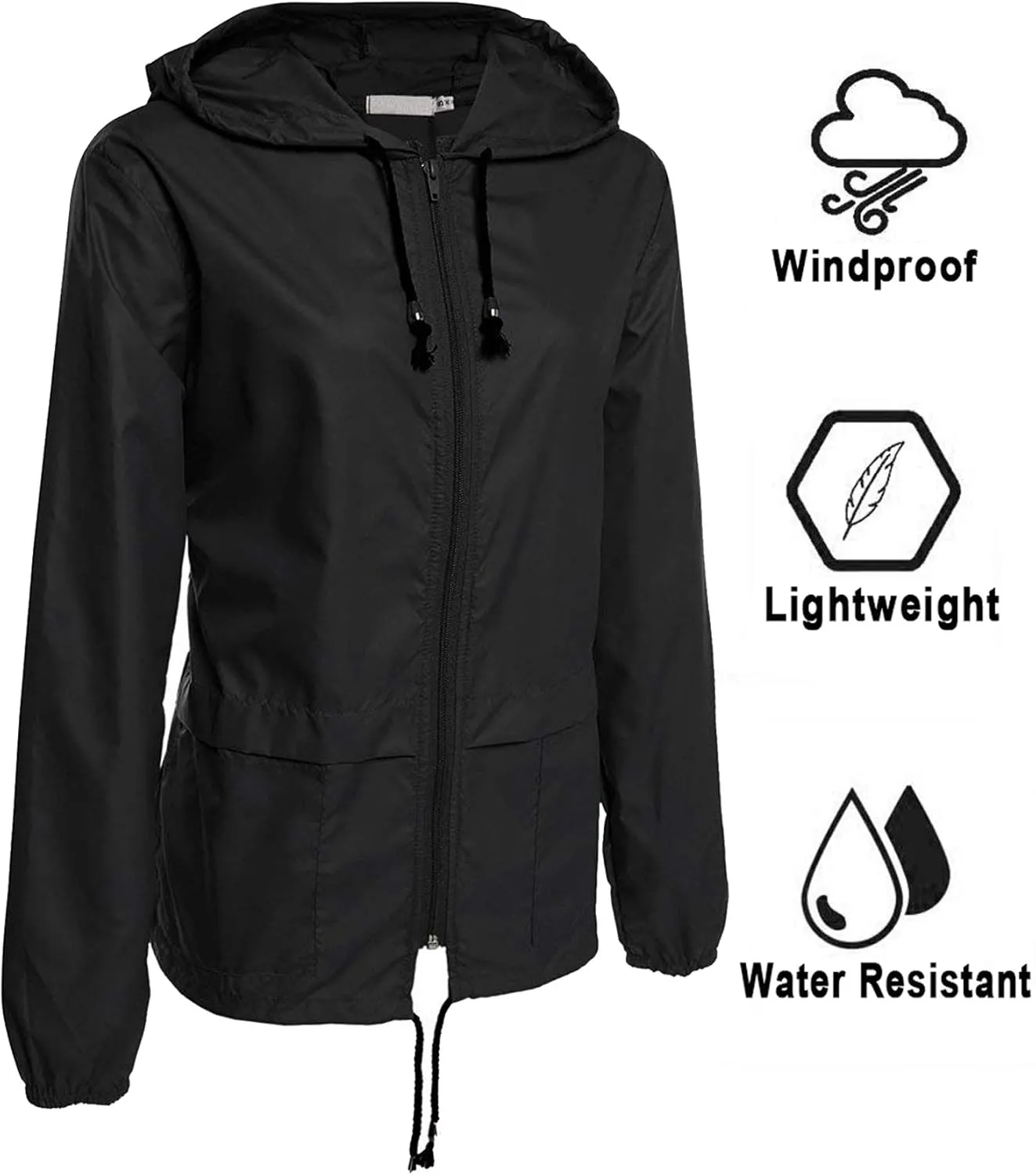 Avoogue Raincoat Women Lightweight Waterproof Rain Jackets Packable Outdoor Hooded Windbreaker