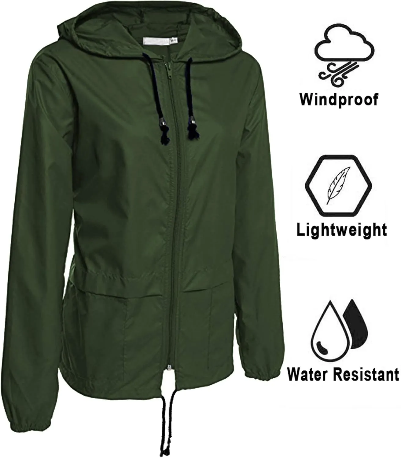 Avoogue Raincoat Women Lightweight Waterproof Rain Jackets Packable Outdoor Hooded Windbreaker