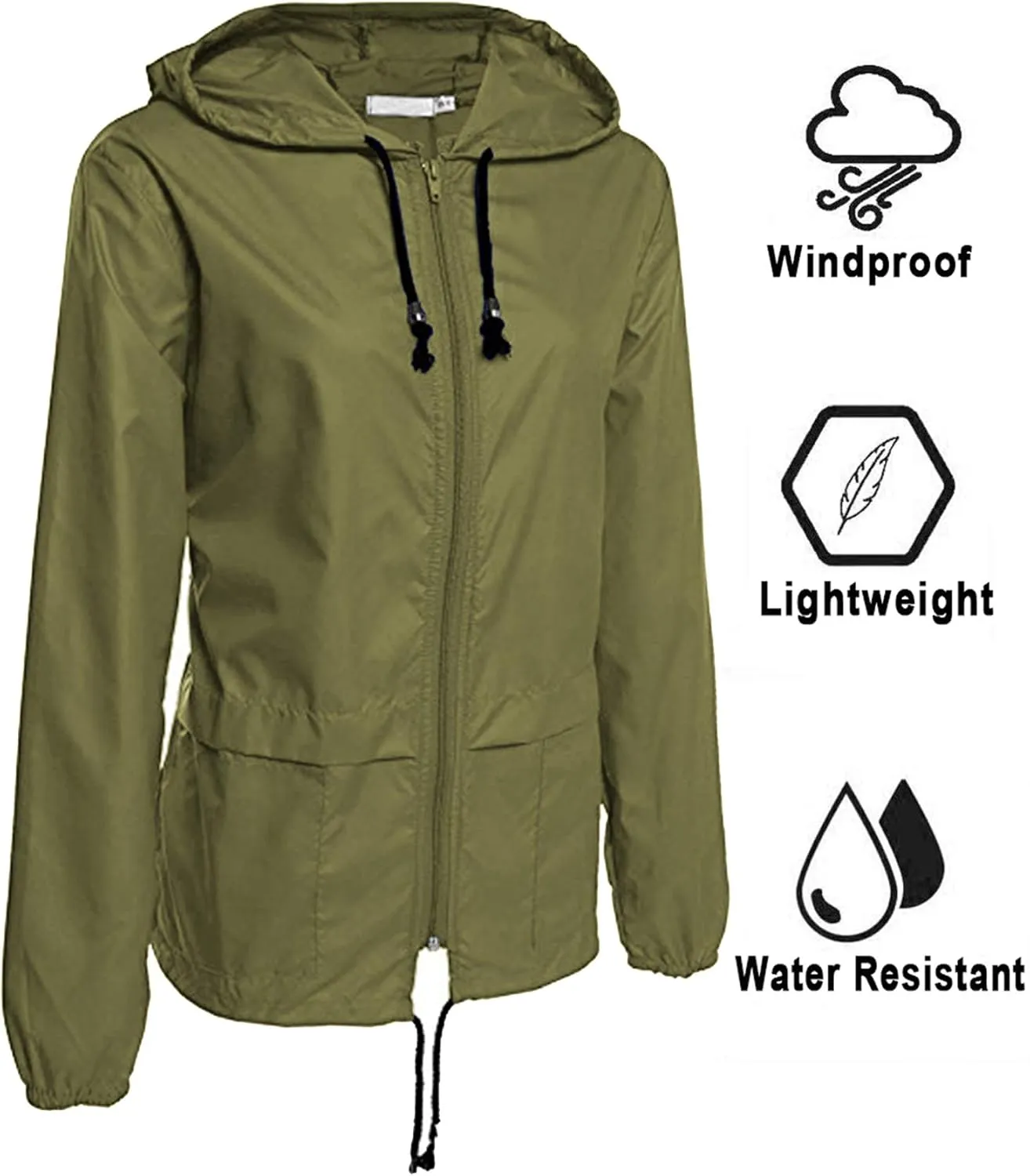 Avoogue Raincoat Women Lightweight Waterproof Rain Jackets Packable Outdoor Hooded Windbreaker