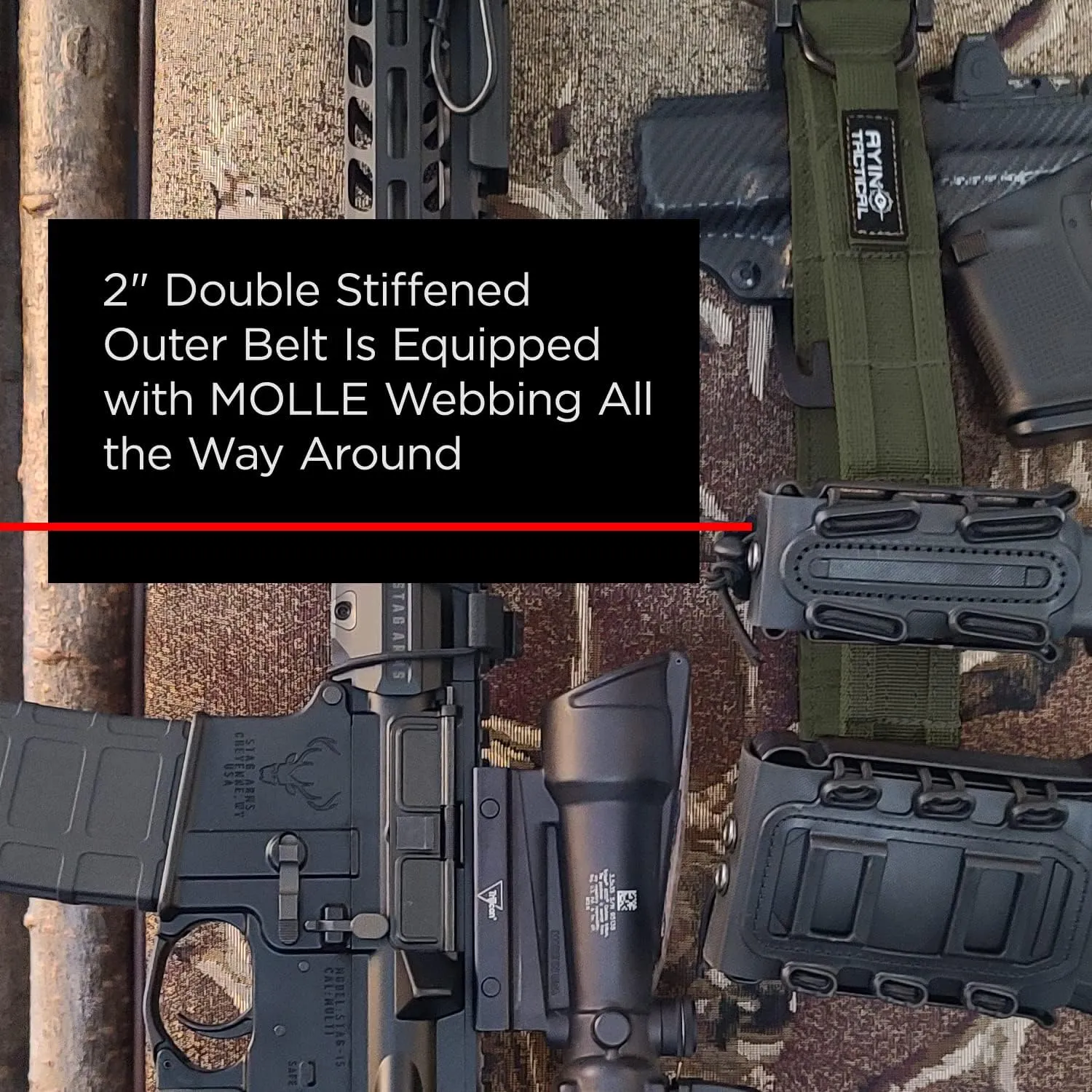 AYIN TACTICAL Quick Release Rigger MOLLE Belt - 1.5 inch Inner & 2 inch Outer Range Tactical Heavy Duty