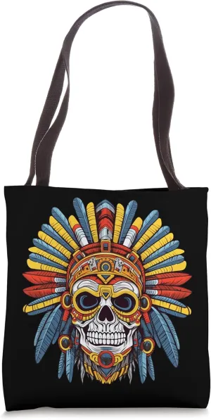 Aztec Warrior Skull Colorful Mesoamerican Mayan Inca Azteca Tote Bag