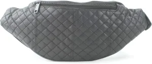 Bacci L.I. Womens Genuine Leather Quilted Fanny Pack with Adjustable Belt, Stylish Fashion Belt Bag for Women, Hands Free waist bag, Classic black bag (Black)