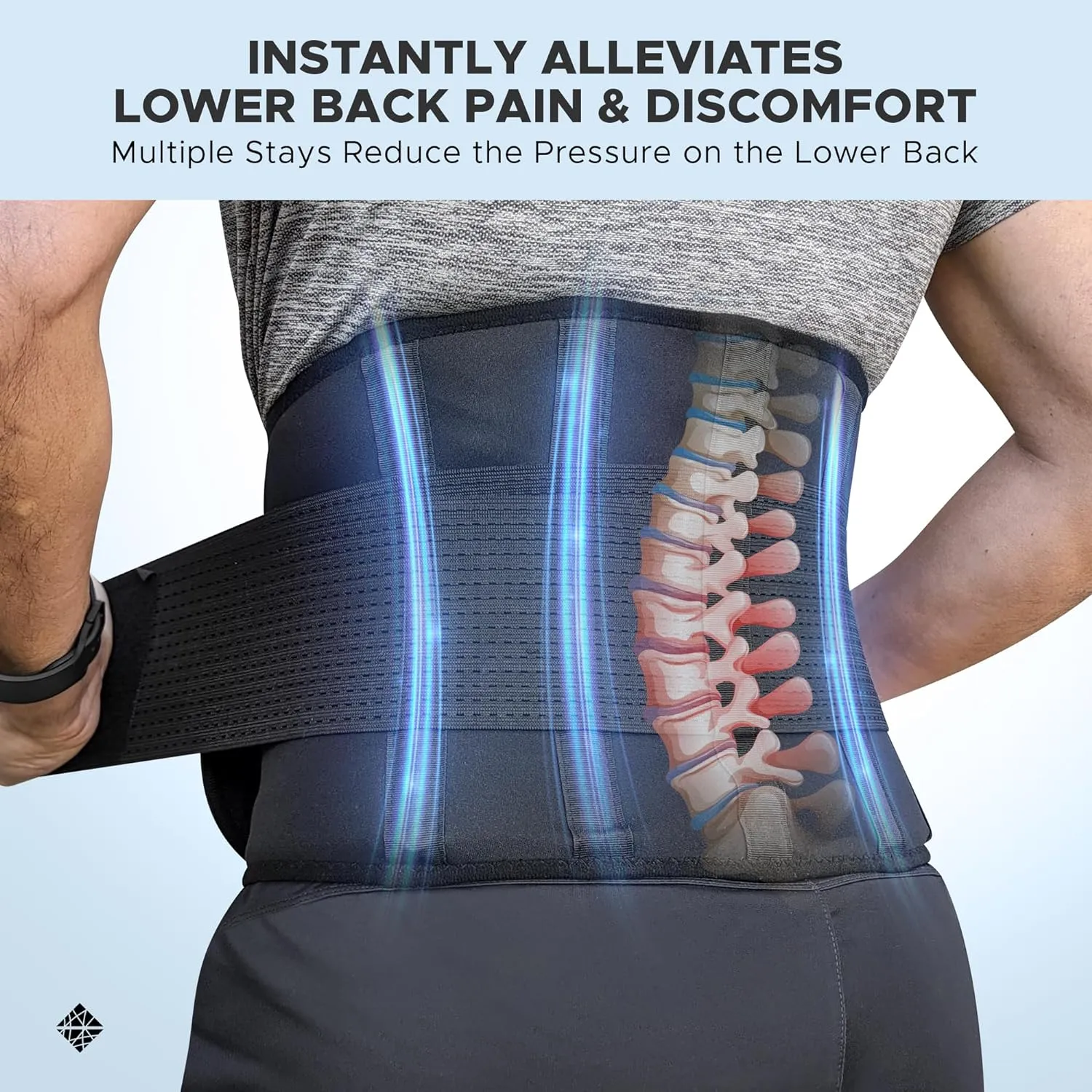 Back Brace for Men Lower Back - Ultra Thin, Adjustable, Flexible, Supportive M