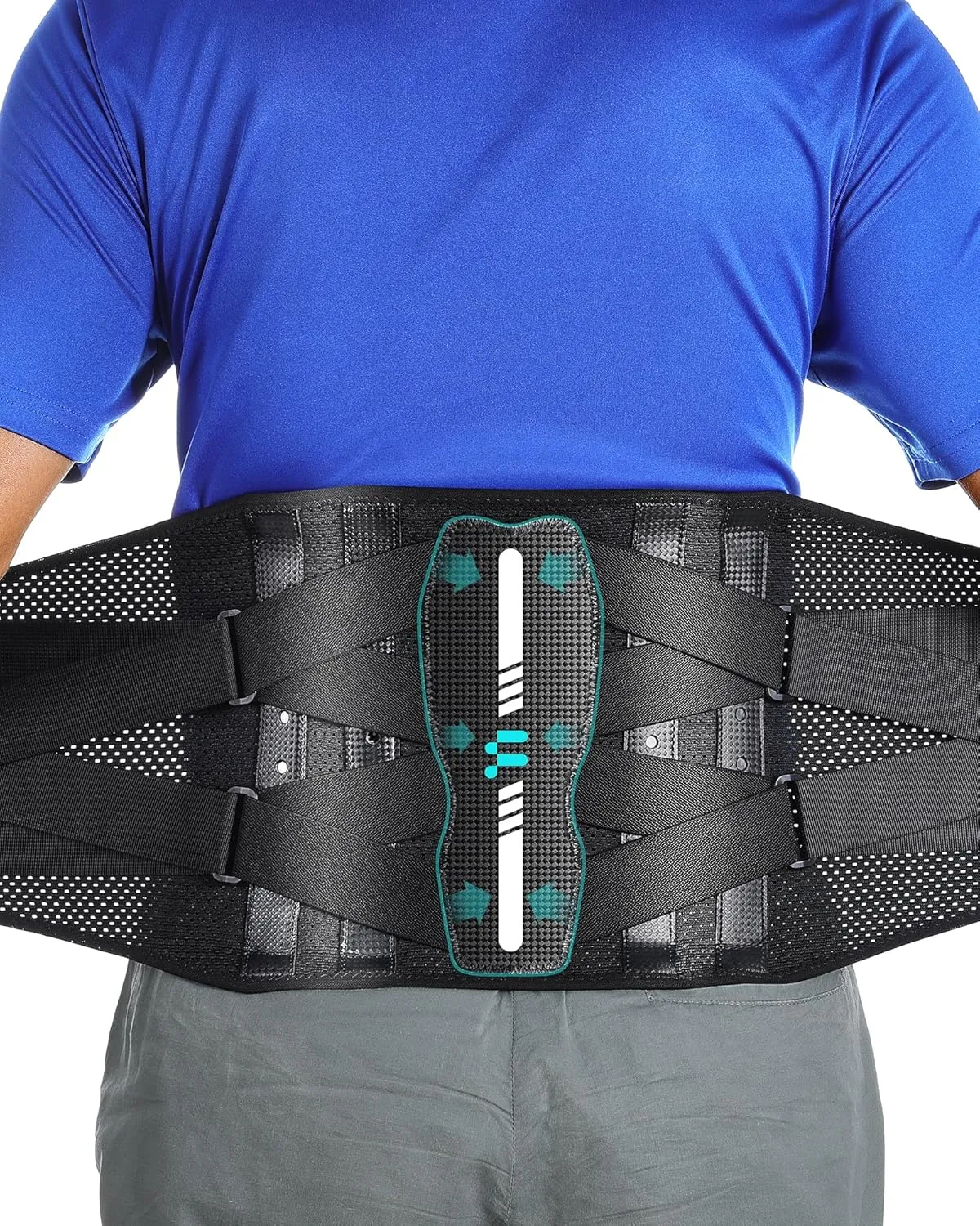 Back Brace with Lightweight Carbon Fiber Splints, Breathable Air Mesh, Ergonomic Curved Spine Support, Back Brace for Men Lower Back Pain Relief, Posture, Heavy Lifting, Sciatica, Back Support Brace (Black, L)